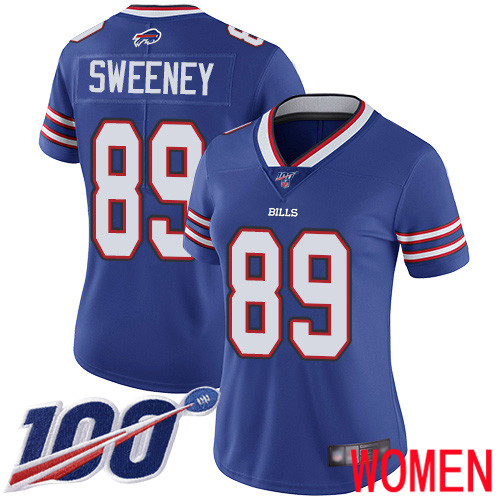 Women Buffalo Bills #89 Tommy Sweeney Royal Blue Team Color Vapor Untouchable Limited Player 100th Season NFL Jersey->women nfl jersey->Women Jersey